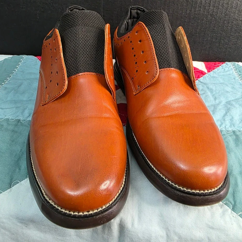 Harrison Myles Oxford Dress Shoes Mens‎ 12 Tan Brown Brogue Ultralights No Laces